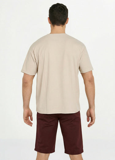 T-shirt maille texturée manches courtes Taupe