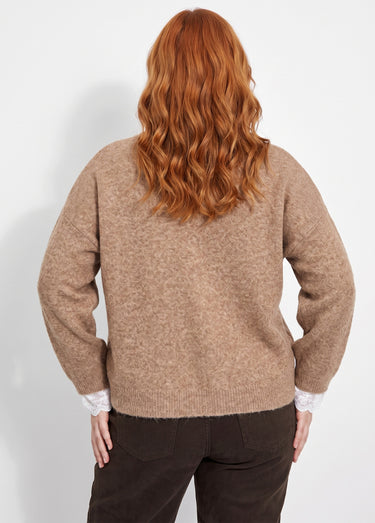 Gilet avec laine et détails dentelle Camel