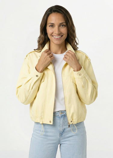 Blouson motard en simili cuir pastel Jaune Clair