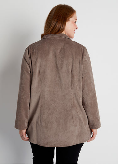 Veste surchemise velours milleraies col tailleur Taupe