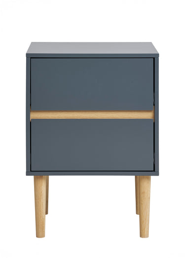 Table de chevet 2 tiroirs, en bois peint Gris Fonce