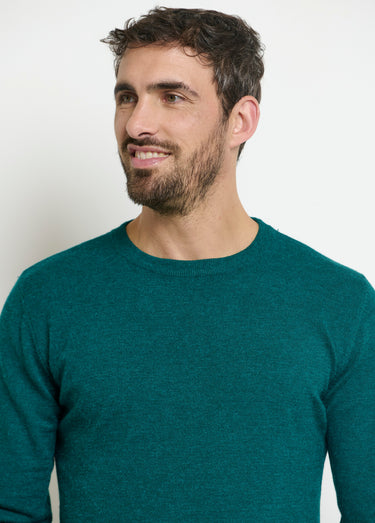 Pull col rond homme maille fine jauge Vert