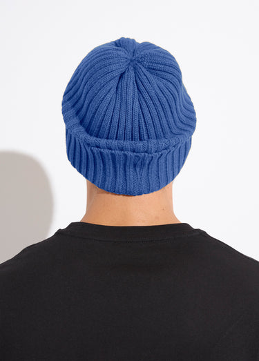 Bonnet en maille cotelée à revers Bleu Royal