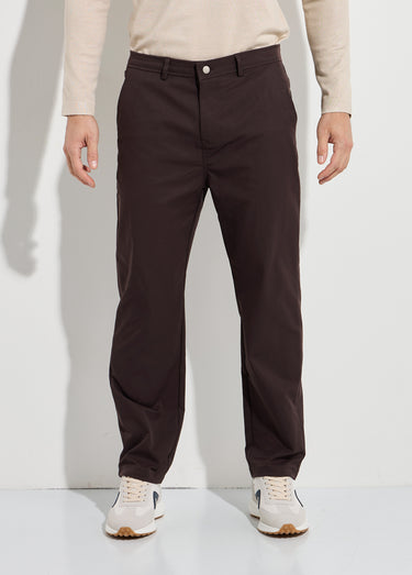 Pantalon de ville en toile stretch Marron
