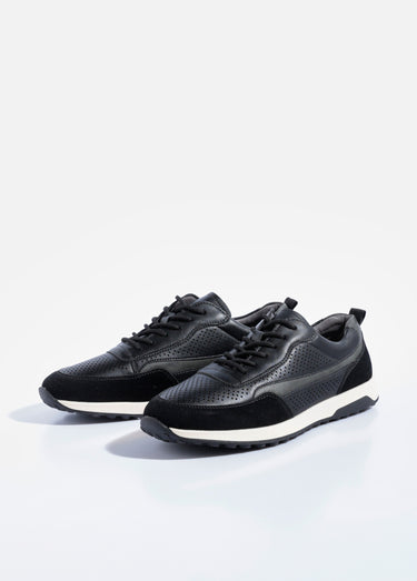 Baskets bimatière en simili cuir perforé Noir