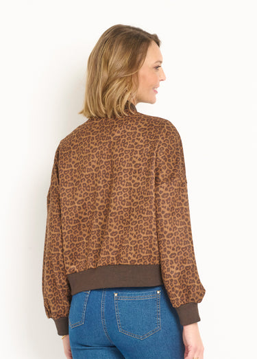 Blouson zippée type teddy motif léopard Leopard
