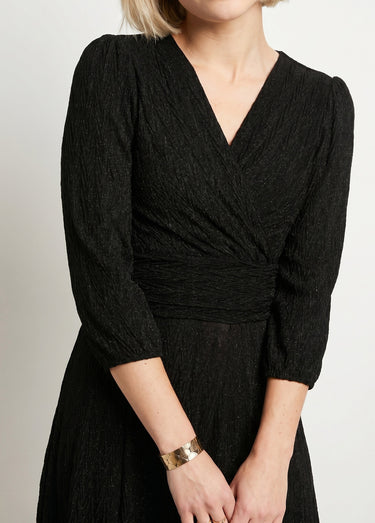 Robe courte pailletée cache-coeur Noir