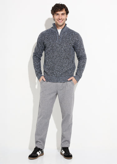 Pull col zippé chaud intérieur polaire Gris Fonce