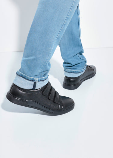 Baskets casual à scratchs en simili cuir Noir