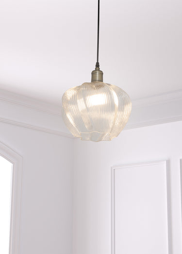 Suspension verre strié forme corolle PHYLAS Verre transparent