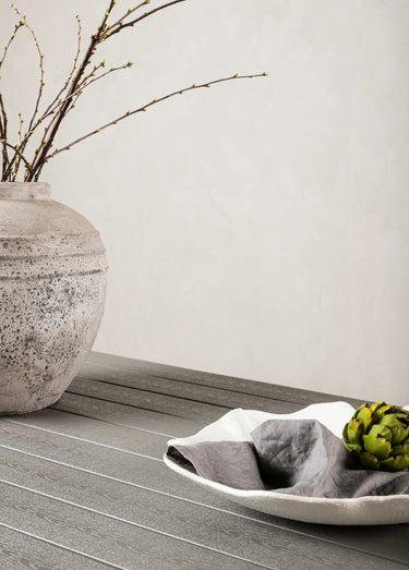 Table jardin 8 pers, alu et bois laqué Gris