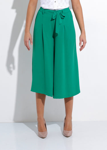 Jupe-culotte longue ceinture élastiquée dos Vert