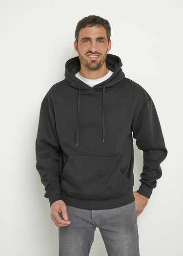 Sweat molletonné à capuche, poche ventrale Noir