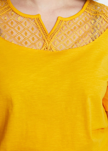 T-shirt coton maille flammée dentelle Safran