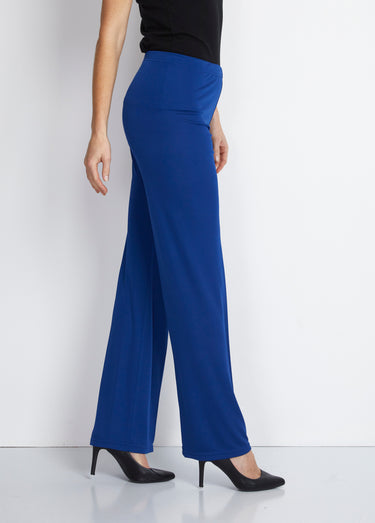 Pantalon taille élastiquée fluide évasé Bleu