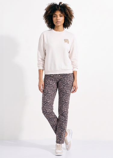 Sweat volume boite molleton brodé détail brillant Ecru