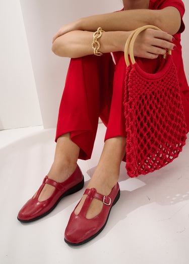 Ballerines vernies largeur confort cuir Vernis Rouge