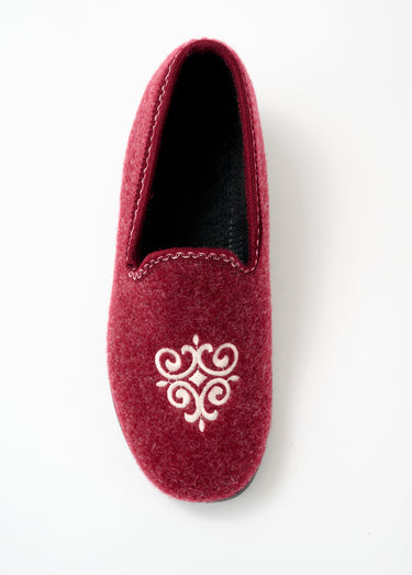 Chaussons ballerine grande largeur brodés Bordeaux