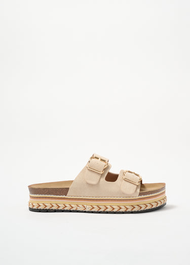 Mules double bride et semelle fantaisie Beige