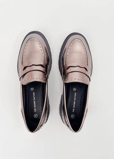 Mocassins métallisés semelle style chunky Argente