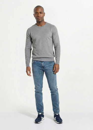Pull maille fantaisie avec col rond Gris