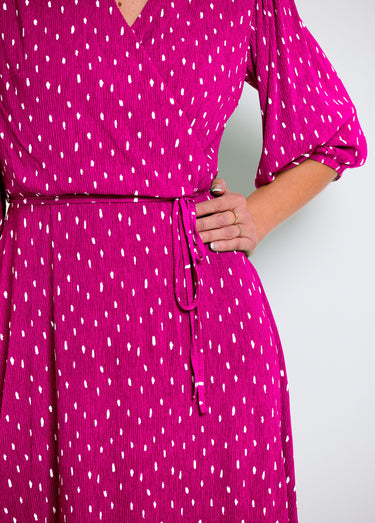 Robe courte cache-coeur imprimé pois Violet/ Blanc