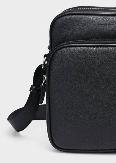 Sacoche élégante multipoches en cuir Noir