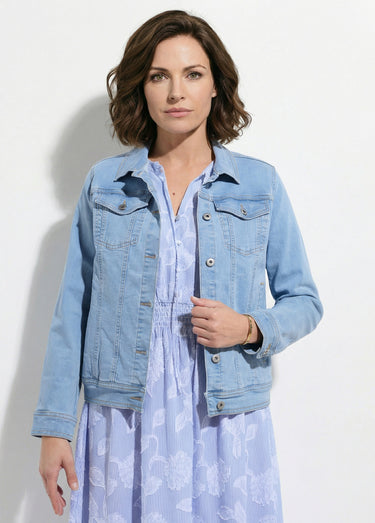Veste en jean coupe droite stretch Bleu Clair