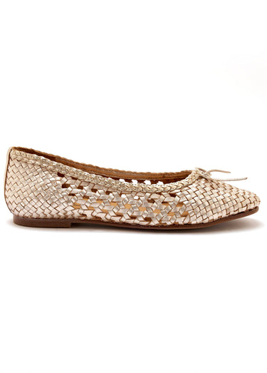 Ballerines cuir tressé, largeur confort Dore