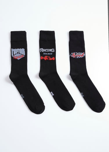 Lot de 3  Chaussettes sports mécaniques Noir