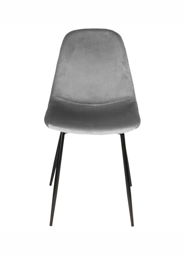 Set 4 Chaises velours cotelé, pieds métal Gris