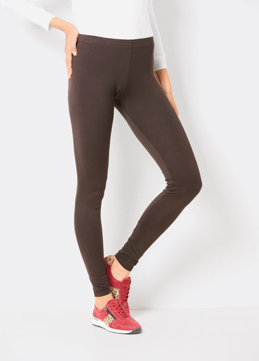 Legging long uni ceinture élastiquée Marron