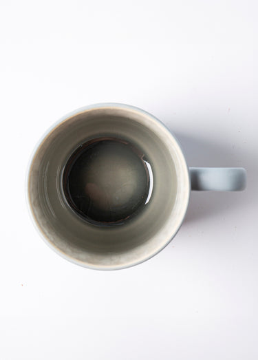 Set 2 mugs à anses grès émaillé, moyen Bleu / Gris