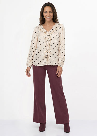 Pantalon structuré de ville maille milano unie Prune
