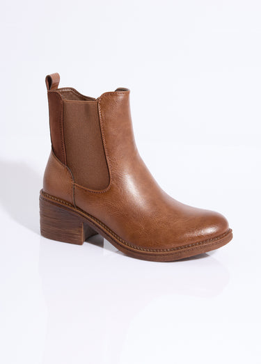 Boots Chelsea à talon et bout rond Marron