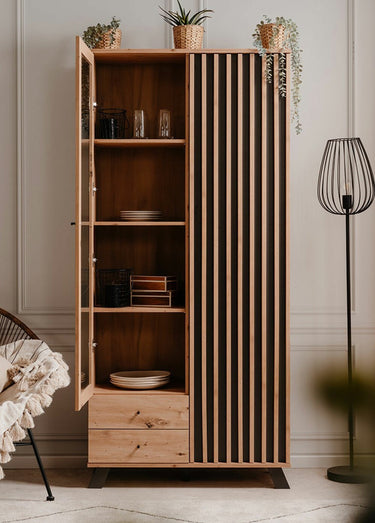 LUBLIN Vaisselier décor fantaisie chêne Bois Clair