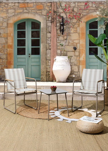Salon de jardin 3 pièces toile rayée Beige