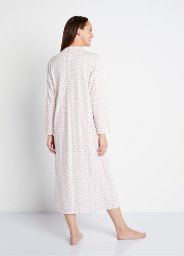 Chemise de nuit interlock boutonnée Imprime Peche