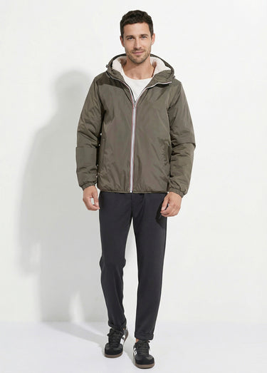 Parka courte chaude fourrée déperlante Kaki/Ecru