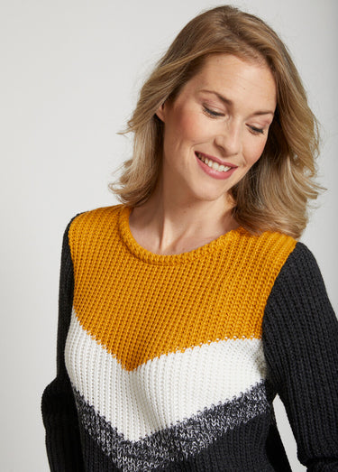 Pull en maille perlée multicolore Gris/Miel