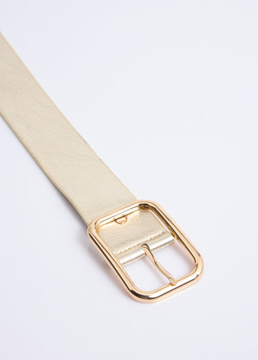 Ceinture boucle métallisée rectangle Dore