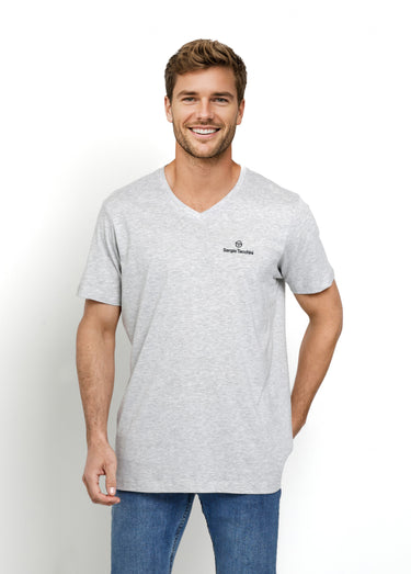 T-shirt chiné col V avec manches courtes Gris