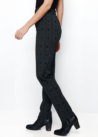 Legging taille élastiquée jersey extensible Anthracite/Noir