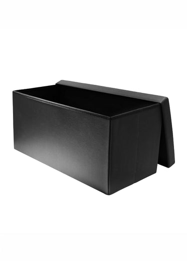 Banc coffre pliable simili cuir capitons Noir