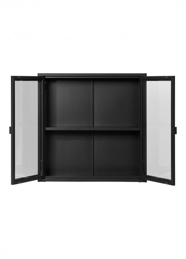 Etagère portes vitrées métal foncé à fixer Noir