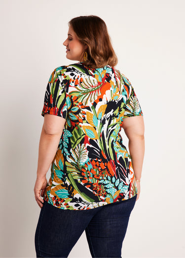 T-shirt manches courtes uni ou imprimé Paprika/Vert