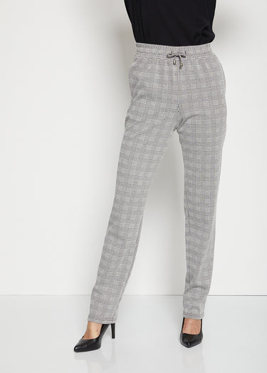 Pantalon droit maille unie ou jacquard Prince-de-Galles noir
