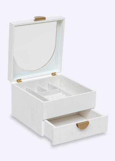 Boite à bijoux vitrée en bois et métal Blanc
