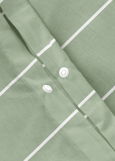 Parure de lit coton rayures fines Sauge / Blanc