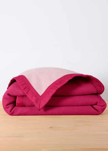 Couverture bicolore pure laine 600 g/m² Framboise